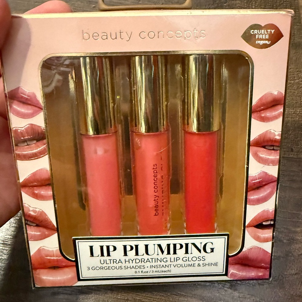 Beauty Concepts Lip Plumping Ultra Hydrating Lip Gloss Set Pink NEW